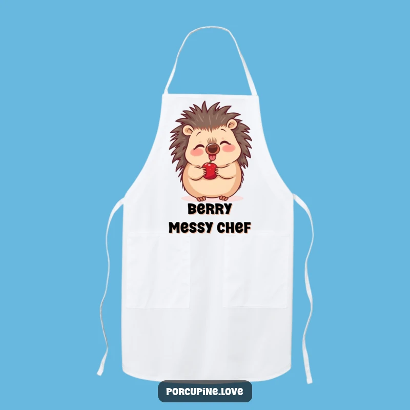 Funny Excited Porcupine Apron - Wiggling Nose Berry Kitchen Fun, Novelty Cooking Gift