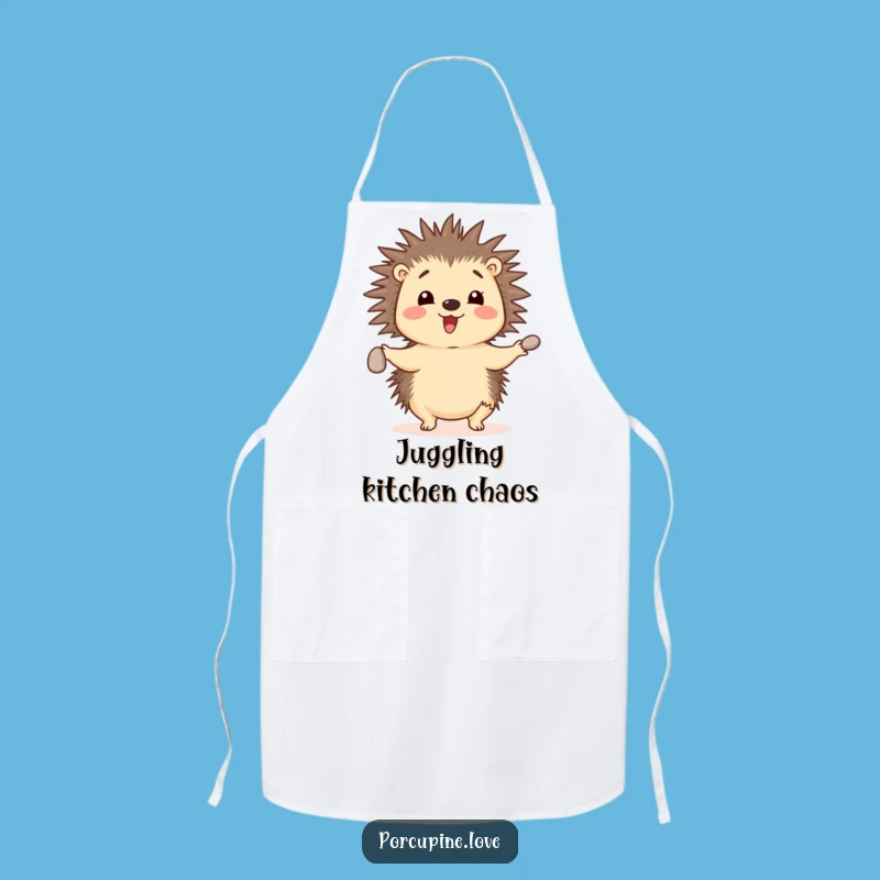 Funny Juggling Porcupine Pebble Apron - Kitchen Skill Fun, Novelty Cooking Gift
