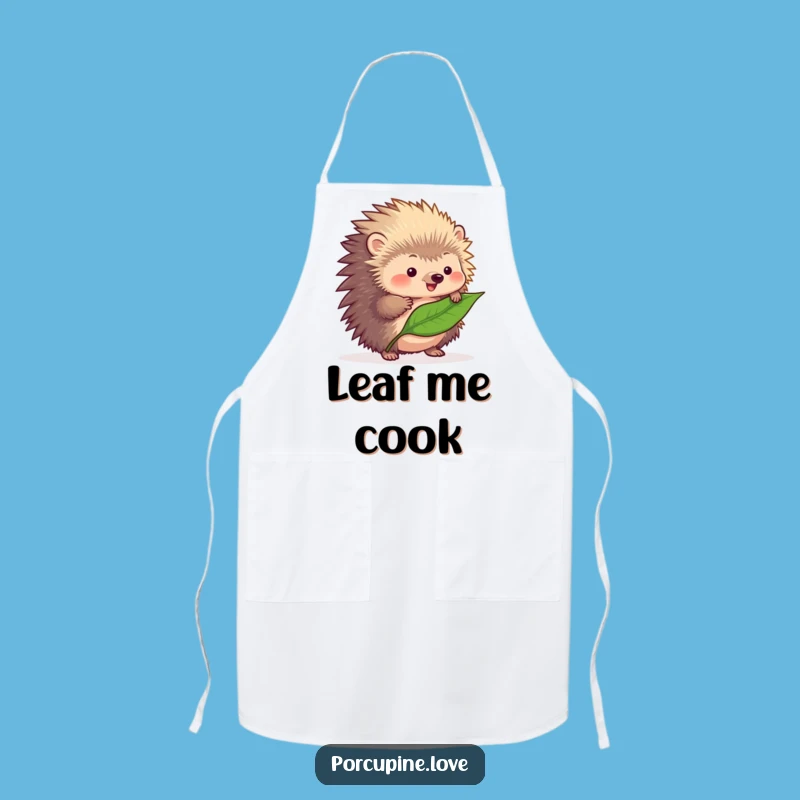Funny Balancing Porcupine Leaf Apron - Kitchen Humor, Novelty Cooking Gift