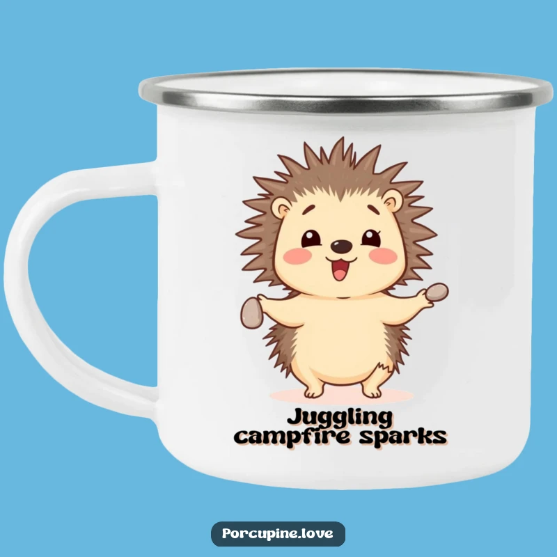 Funny Juggling Porcupine Pebble Camping Mug - Outdoor Skill, Durable Funny Gift