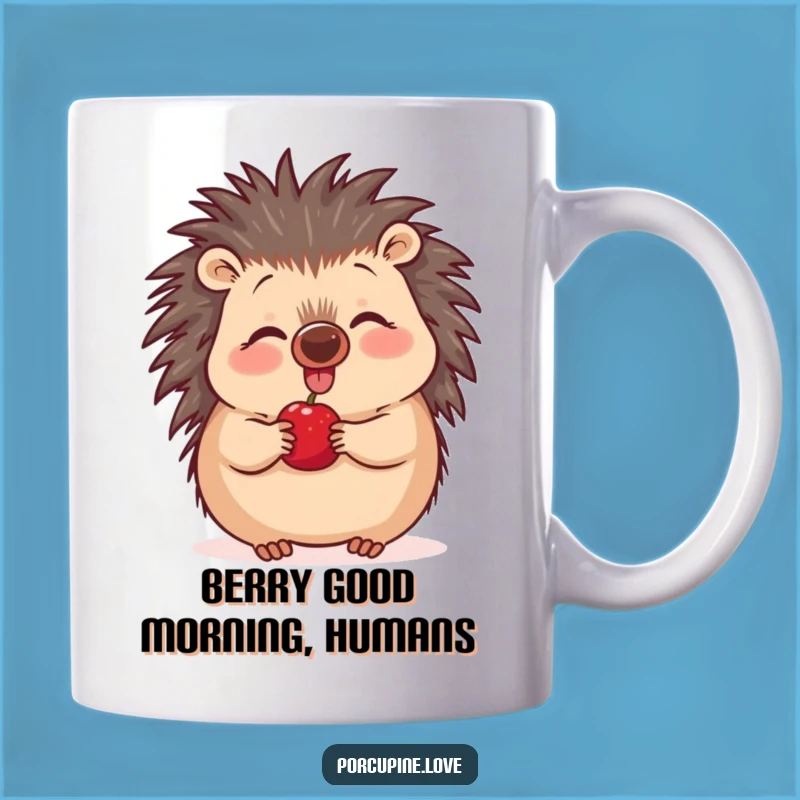 Funny Excited Porcupine Wiggling Nose Berry Mug - Perfect Funny Gift for Animal Lovers