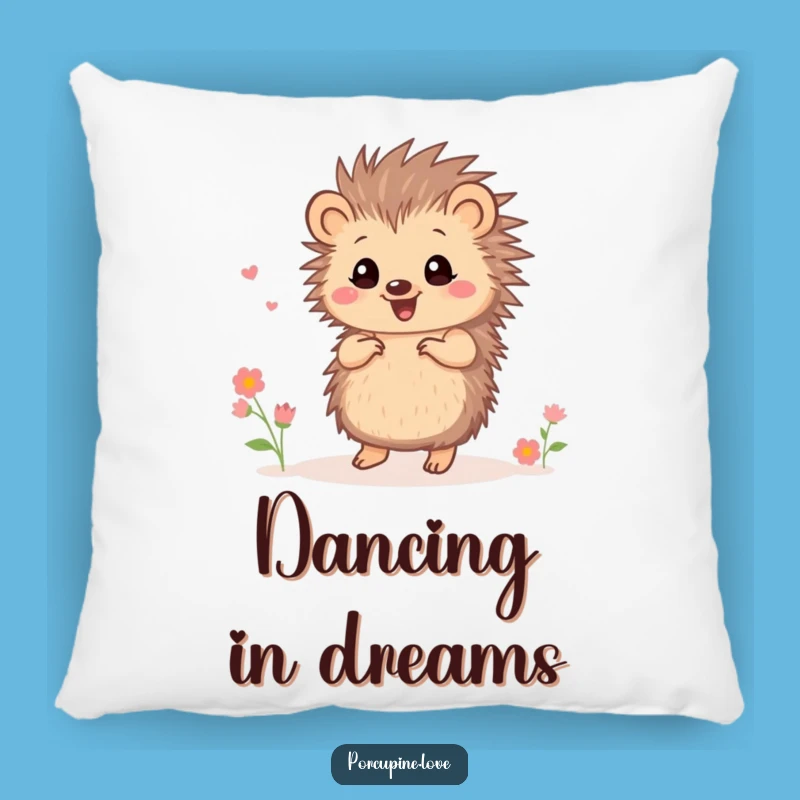 Funny Dancing Porcupine Flower Pillow - Cozy Joyful Accent Pillow