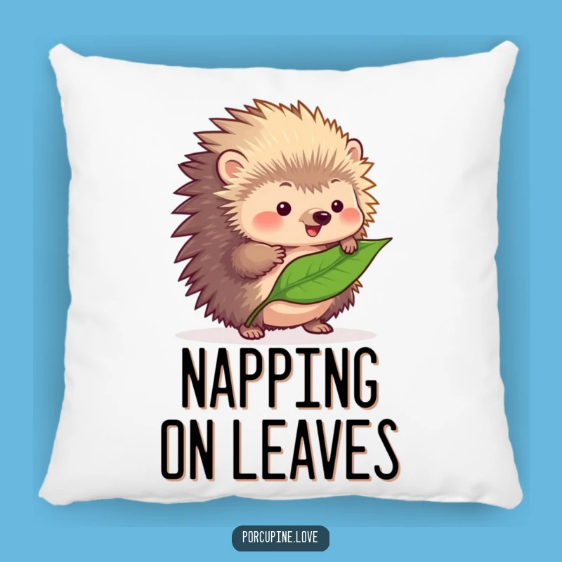 Funny Balancing Porcupine Leaf Pillow - Cozy Fluffy Accent Pillow