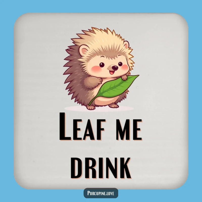 Funny Balancing Porcupine Leaf Drink Coaster - Table Protection, Humorous Gift