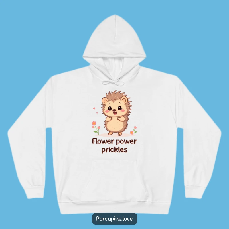 Funny Dancing Porcupine Flower Hoodie - Cozy Joyful Design, Warm Funny Gift
