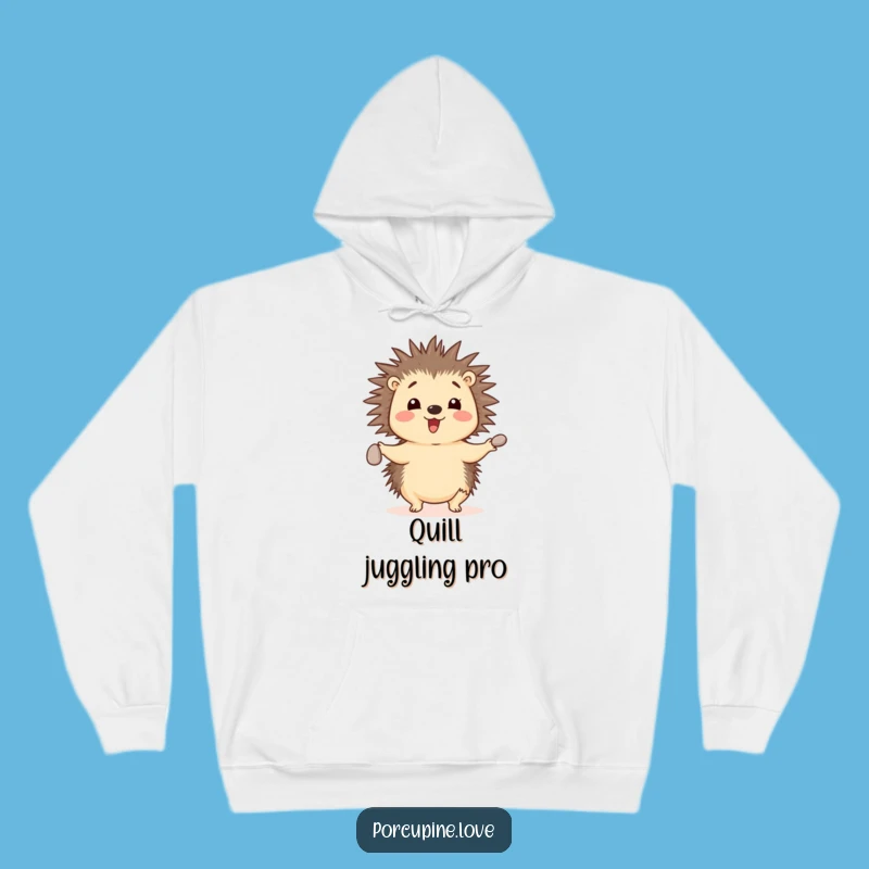 Funny Juggling Porcupine Pebble Hoodie - Cozy Skillful Fun, Warm Funny Gift