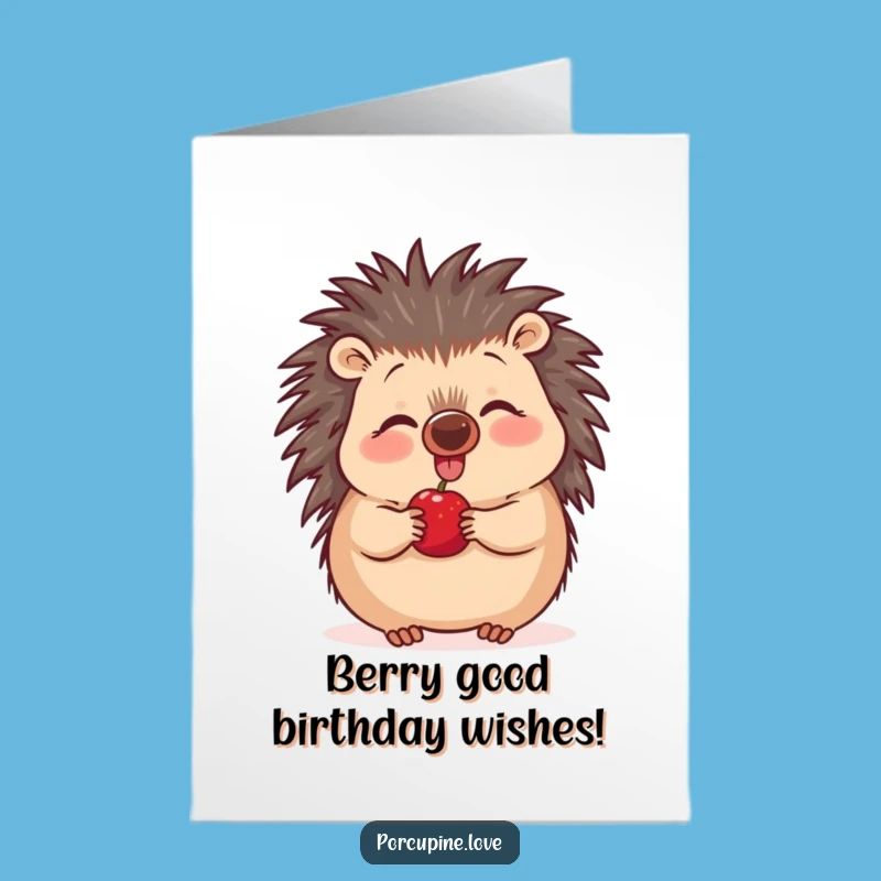 Free Printable Birthday Card: Funny Porcupine Wiggling Nose at Berry Gift