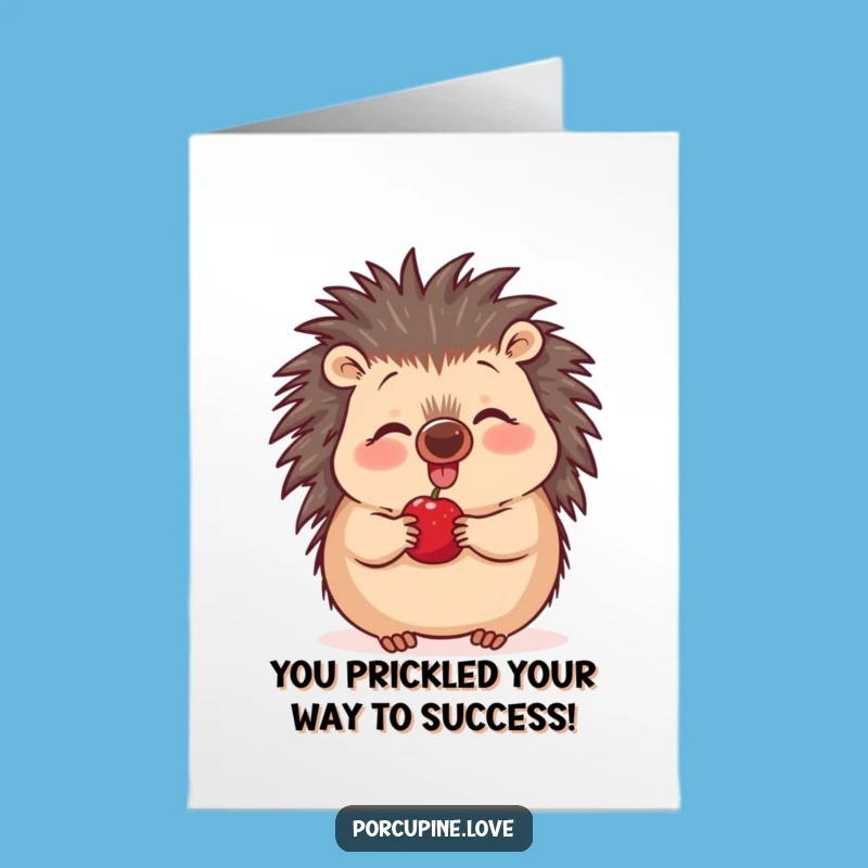 Free Printable Congrats Card: Excited Berry Porcupine for Any Achievement
