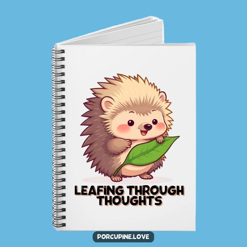Funny Balancing Porcupine Leaf Notebook - Fluffy Journal, Hilarious Gift Idea