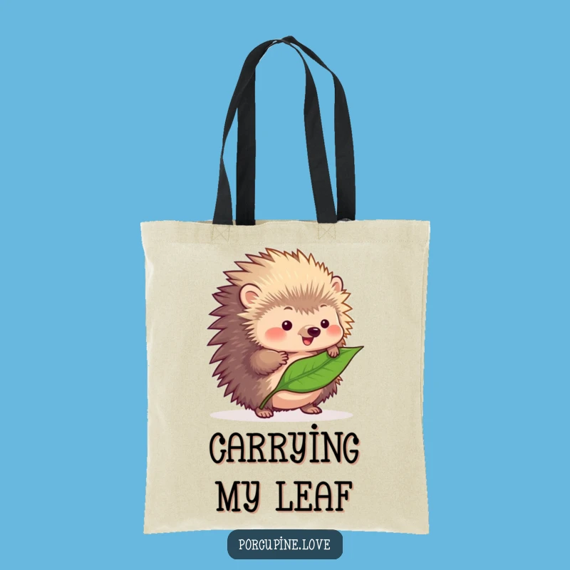 Funny Balancing Porcupine Leaf Tote Bag - Fluffy Style, Eco-Friendly Funny Gift