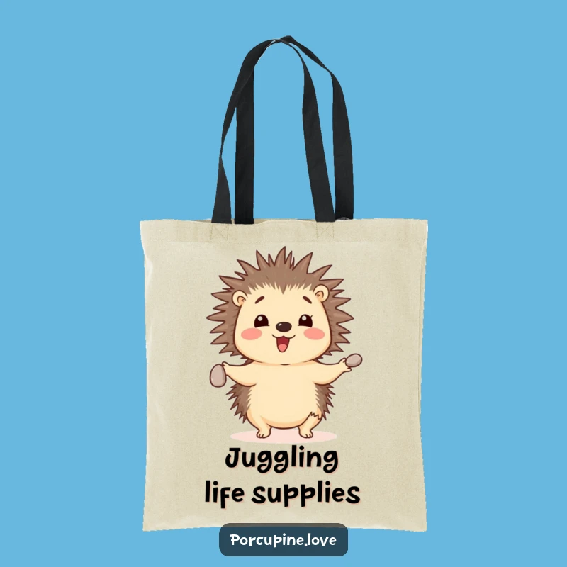 Funny Juggling Porcupine Pebble Tote Bag - Cheerful Accessory, Eco Funny Gift