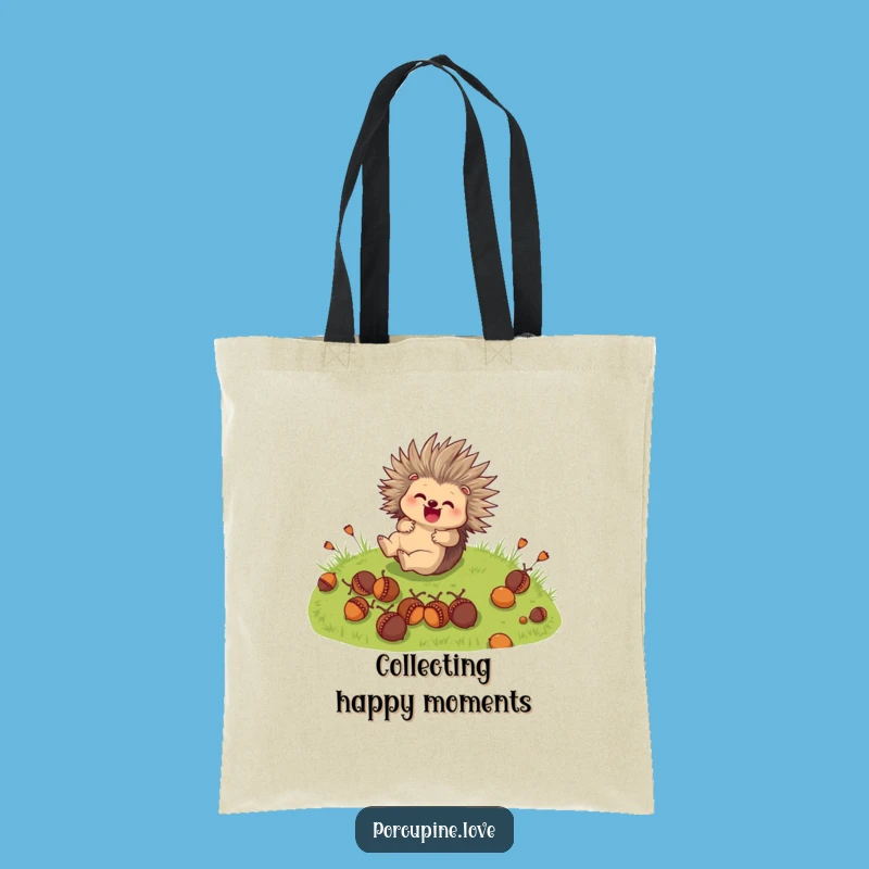 Funny Porcupine Roll Tote Bag: Cute Acorn Carryall Funny Gift
